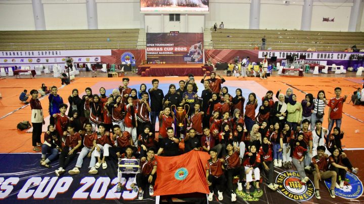 UNHAS CUP 2025: Taekwondo Open Tournament dan Kejuaraan Antar Mahasiswa Nasional Sukses Digelar di GOR Unhas Tamalanrea