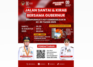 Pemprov Sulsel Gelar Jalan Santai dan Kirab Bersama Gubernur dalam Rangka HUT RI ke-80