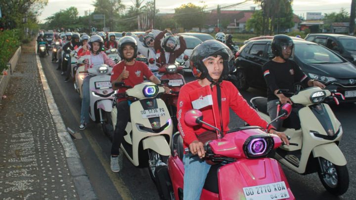 Puluhan Bikers Honda Stylo 160 di Makassar Rayakan HUT ke-80 RI dengan Convoy Merdeka Bikers Honda stylo 160
