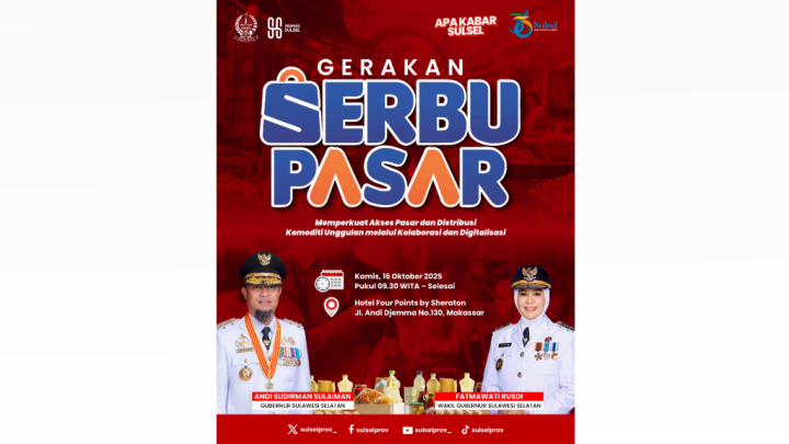 Pemprov Sulsel Luncurkan Gerakan Serbu Pasar, Dorong Akses Pasar dan Kolaborasi Perdagangan di Indonesia Timur Pemprov sulsel
