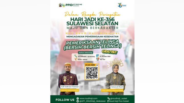 Dalam Rangka Hari Jadi ke-356 Sulsel, RSUD Haji Makassar Gelar Pemeriksaan Telinga Gratis Pemprov sulsel
