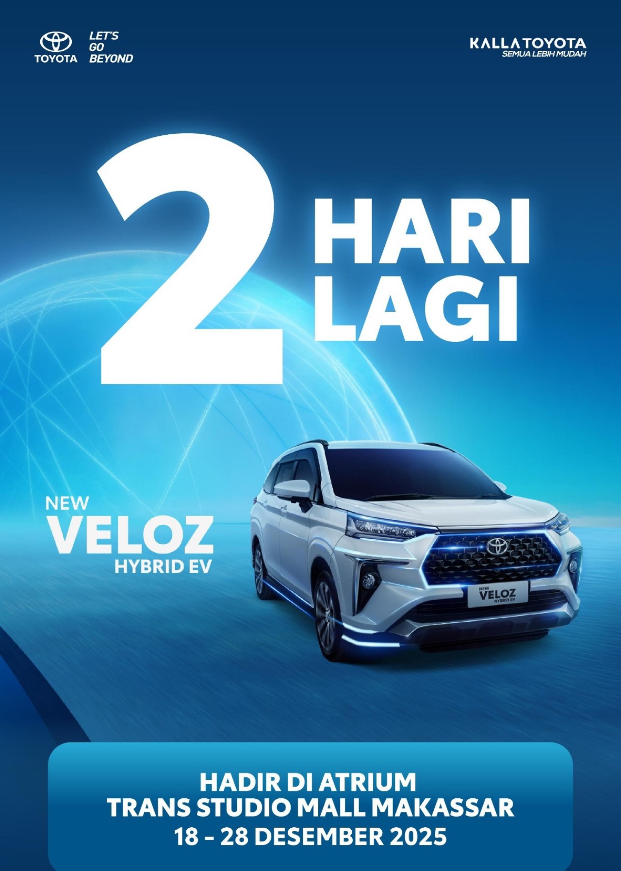 Kalla Toyota Bakal Kenalkan New Veloz Hybrid EV di TSM Makassar, Bertabur Promo