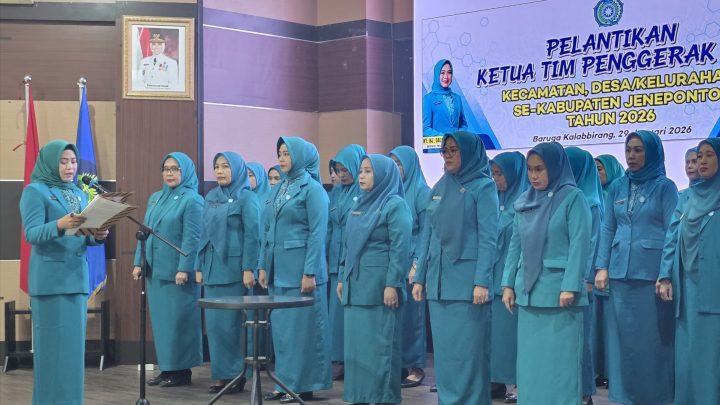 Ketua Serta Pengurus TP PKK Kecamatan dan Kelurahan di Jeneponto Resmi Dilantik resmi dilantik