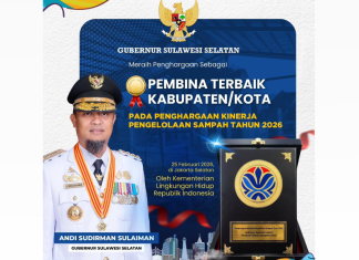 Gubernur Sulsel Terima Penghargaan Pembina Terbaik Pengelolaan Sampah 2026