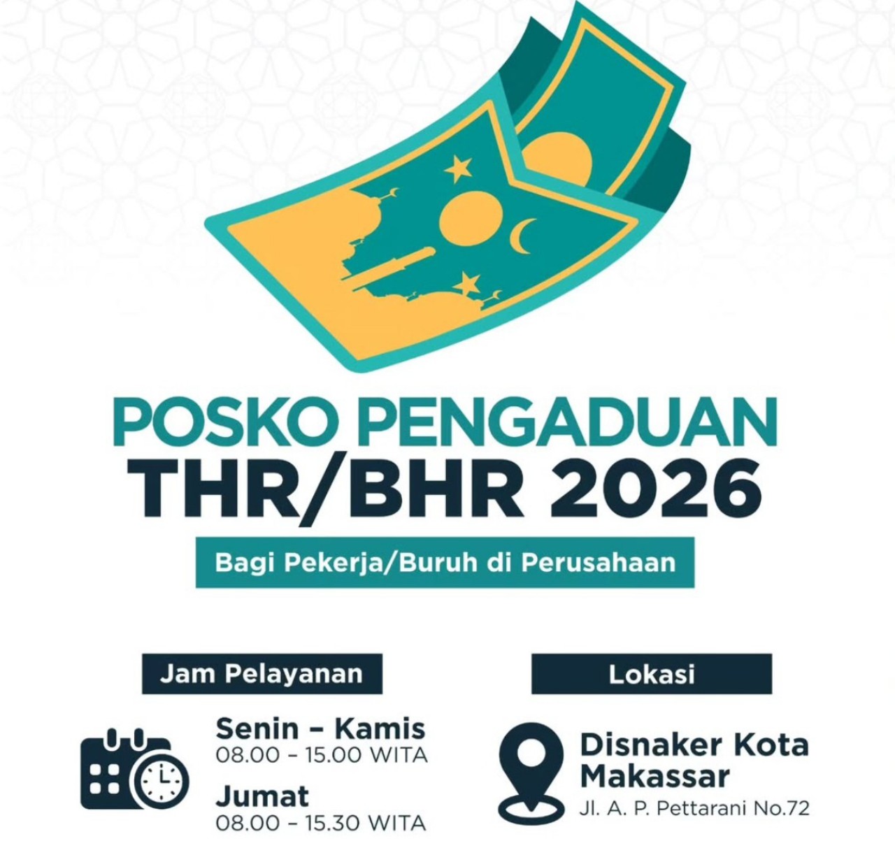Jelang Hari Raya, Disnaker Makassar Siapkan Posko Pengaduan THR/BHR 2026