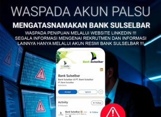Awas Tertipu! Akun LinkedIn Mengatasnamakan Bank Sulselbar Diduga Jadi Modus Penipuan