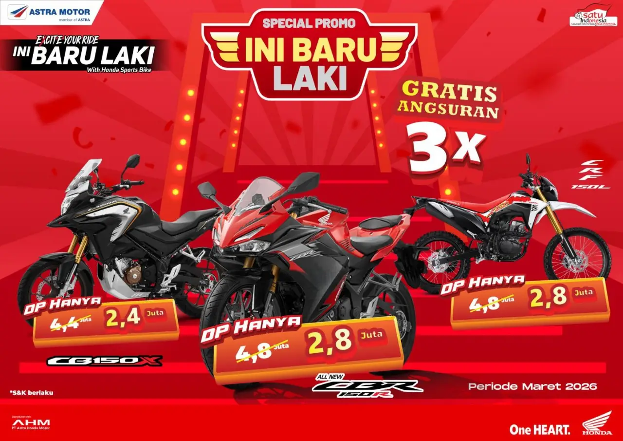 Promo Honda Maret 2026 di Sulsel: DP Mulai Rp600 Ribuan hingga Gratis Angsuran, Ini Daftar Motornya