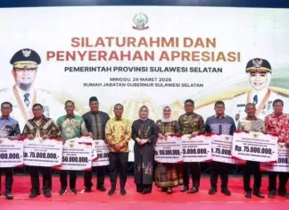 Bupati Andi Ina Terima Penghargaan Indikator Makro TPT dari Pemprov Sulsel