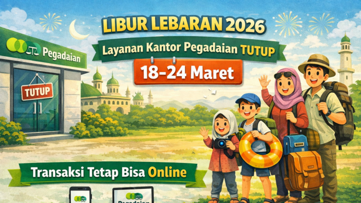 Libur Lebaran 2026, Layanan Kantor Pegadaian Tutup 18-24 Maret, Transaksi Tetap Bisa Online