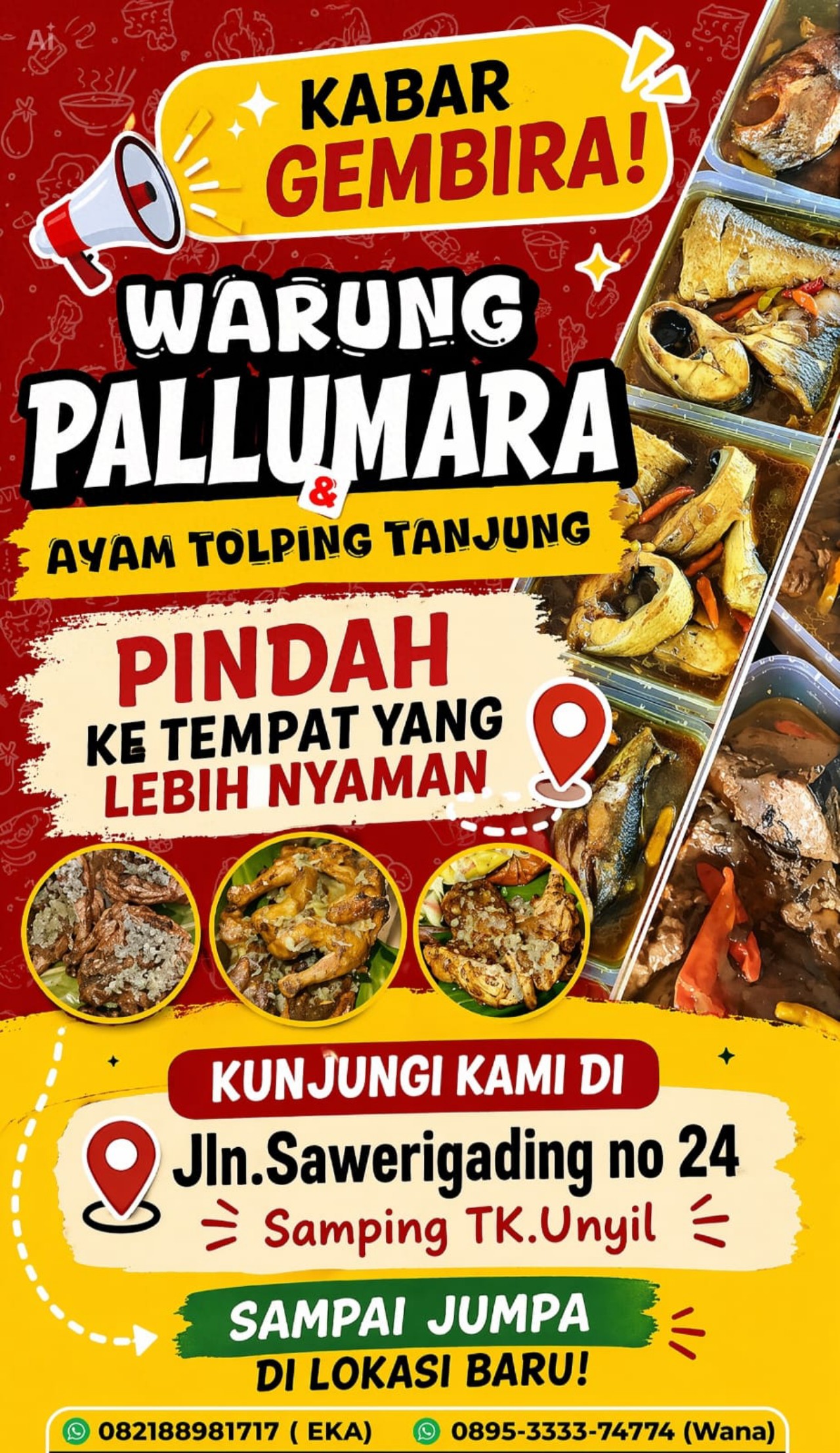 Kini Lebih Nyaman, Warung Pallumara dan Ayam Tolping Tanjung Pindah Lokasi di Sawerigading
