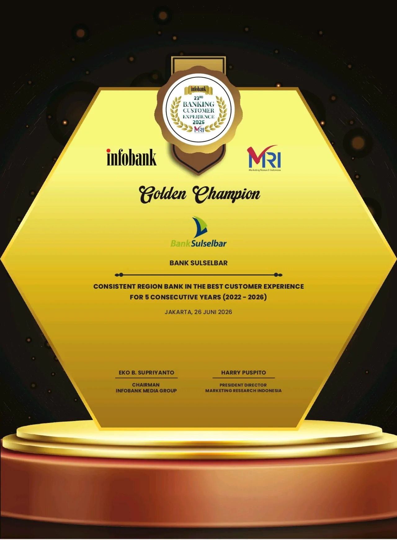 Bank Sulselbar Kembali Bersinar, Boyong Dua Penghargaan Banking Customer Experience 2026