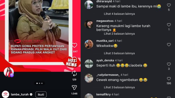 Isu Dugaan Perselingkuhan Bupati Gowa Makin Meluas, Jadi Sorotan Akun Viral dan Media Nasional Husniah Talenrang