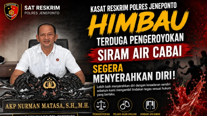 Kasat Reskrim Polres Jeneponto Himbau Terduga Pengeroyokan Siram Air Cabai Segera Menyerahkan Diri