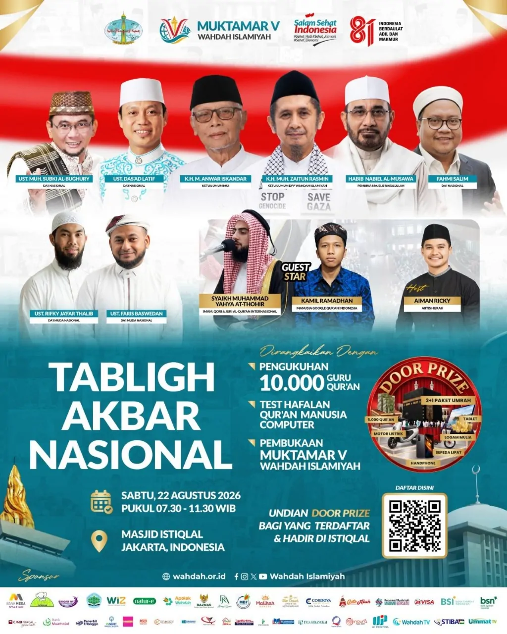 Deretan Da’i Nasional Siap Meriahkan Tabligh Akbar Nasional dan Pembukaan Muktamar V Wahdah Islamiyah di Masjid Istiqlal Besok