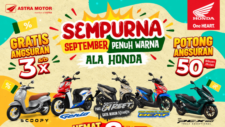 Asmo Sulsel Hadirkan Promo September, Beli Motor Honda Bisa Dapat Gratis Angsuran hingga 3 Kali Promo Honda September 2026