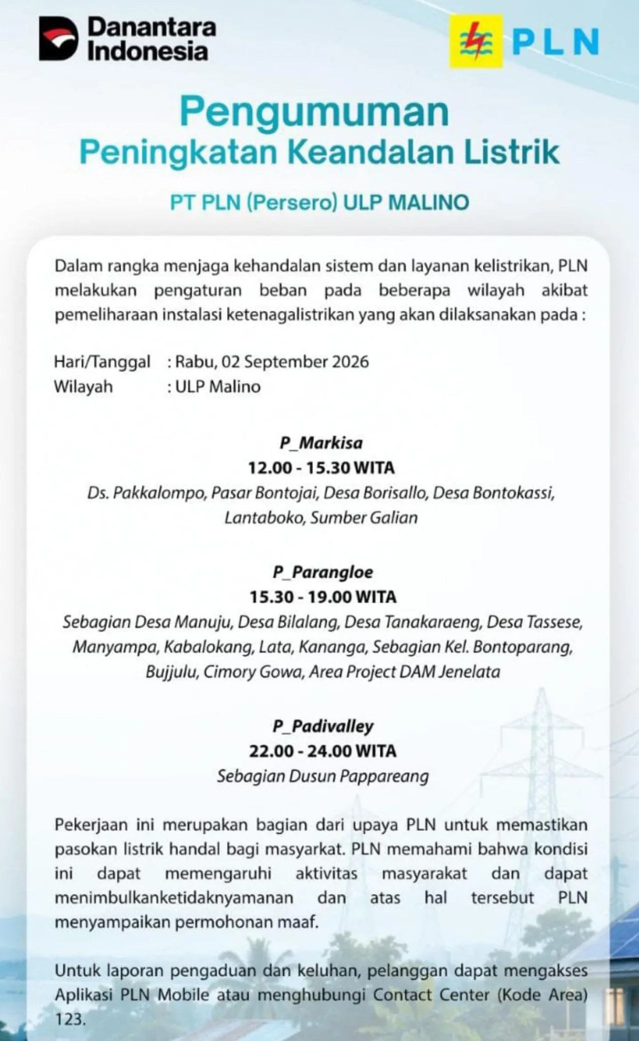 Pemadaman Listrik di Sejumlah Wilayah Gowa Hari Ini, Cek Jadwal dan Lokasinya