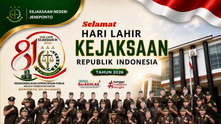 81 Tahun Kejaksaan, Kejari Jeneponto Teguhkan Janji Kembalikan Kepercayaan Publik dengan Humanis 81 Tahun Kejaksaan